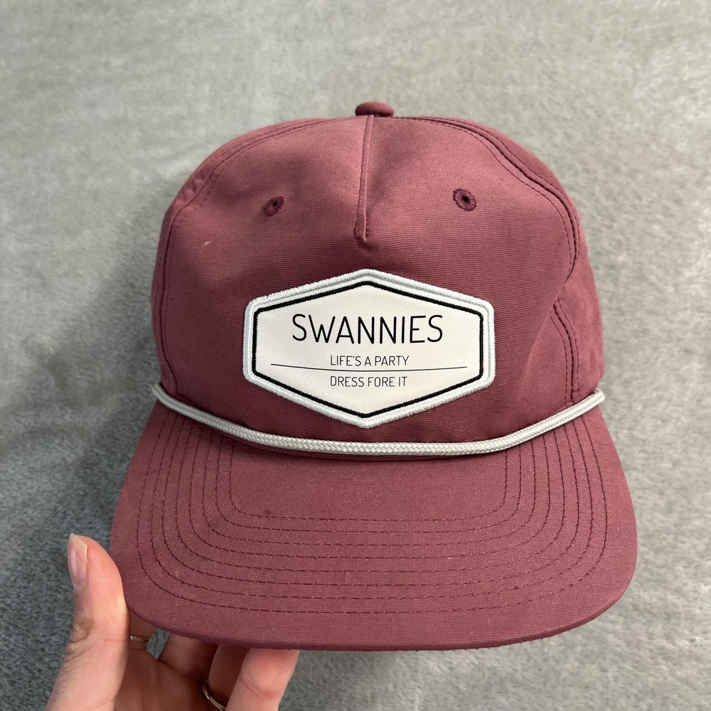 Swannies Hat Mens One Size Red Snapback Bully Pulpit Golf Course Rope Cap